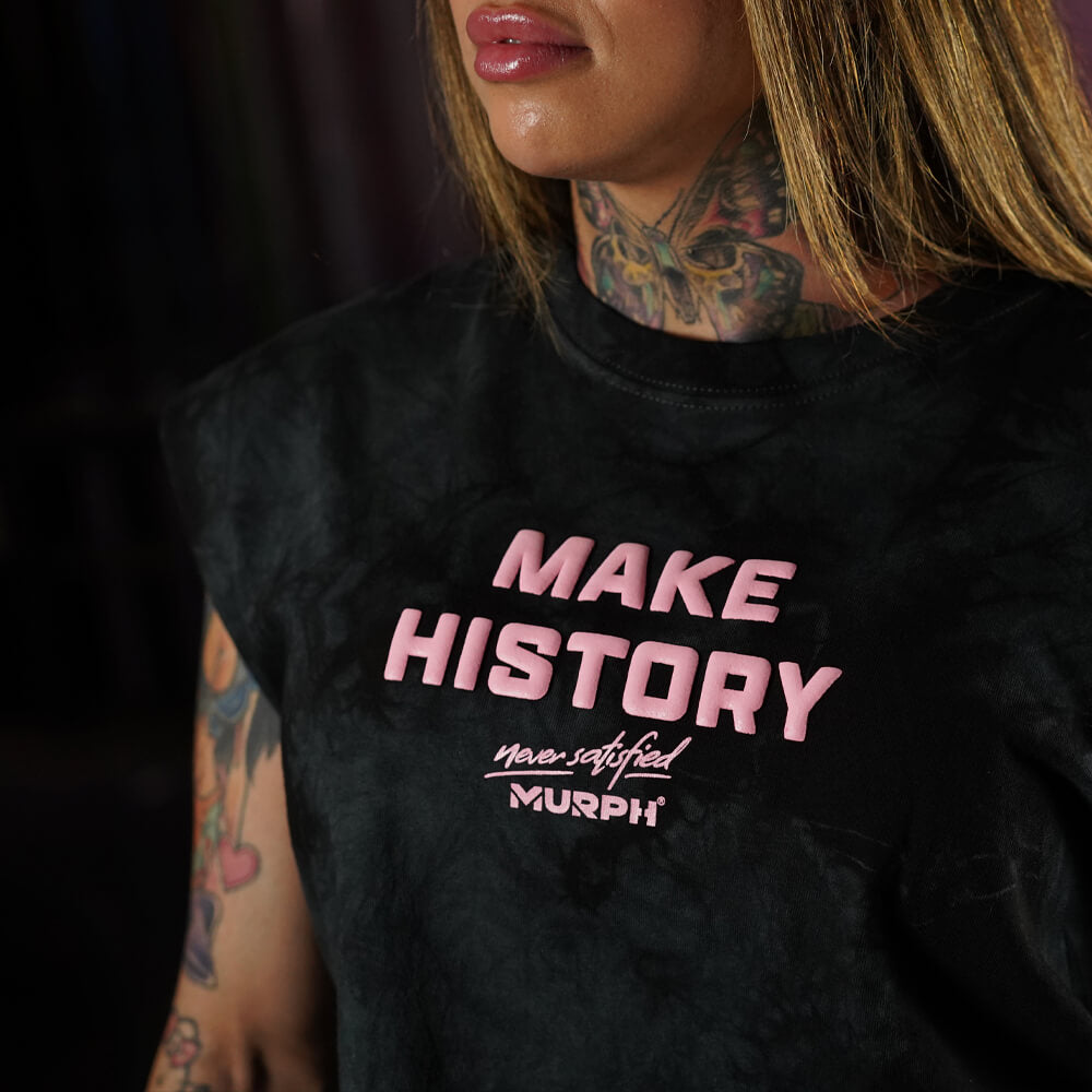 Crop Top Oversize Sleeveless Make History - Black Storm