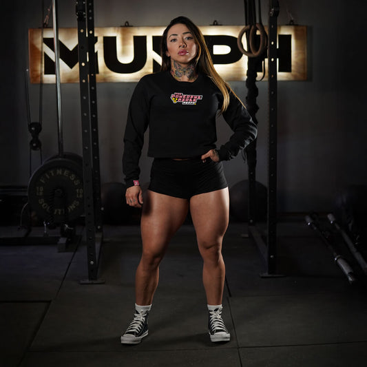 Crop Top Manga Larga Powerful Girls - Negro