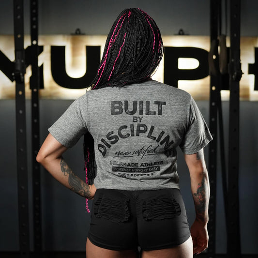 Crop Top Built By Discipline - Charcoal Heather