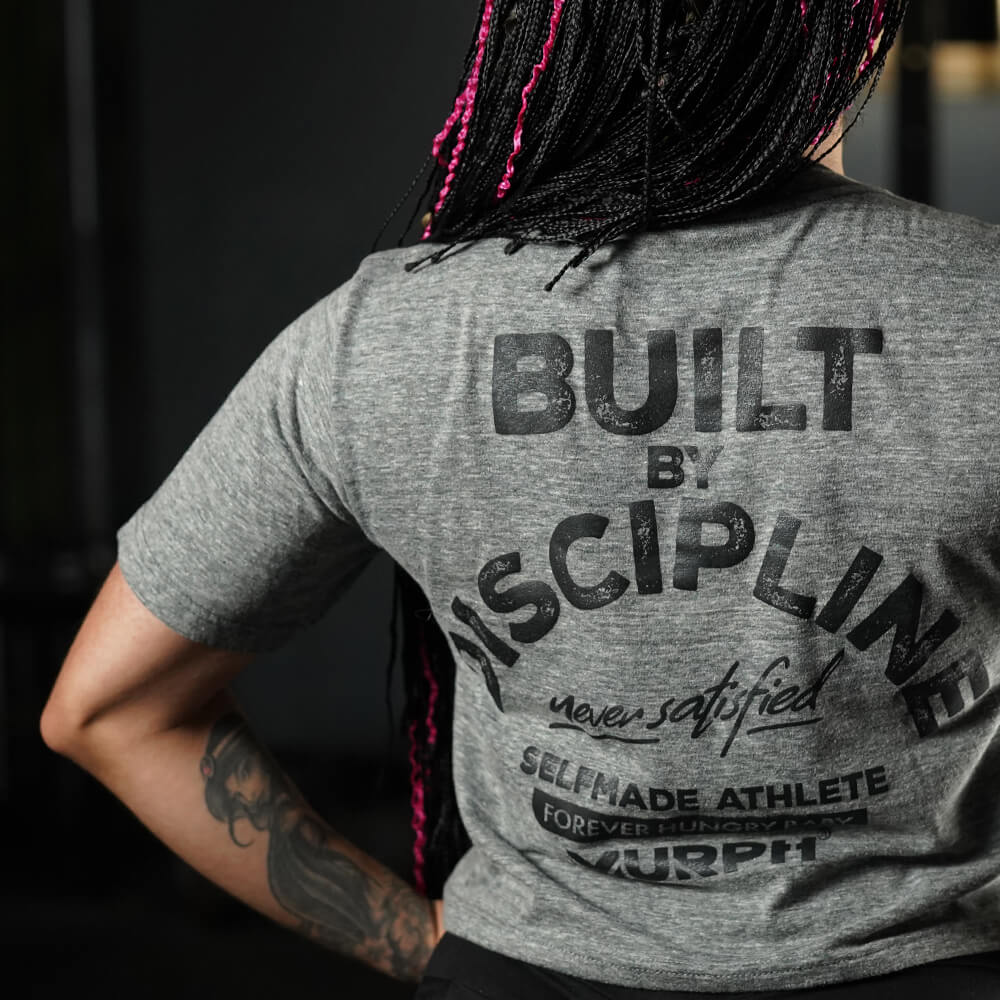 Crop Top Built By Discipline - Charcoal Heather