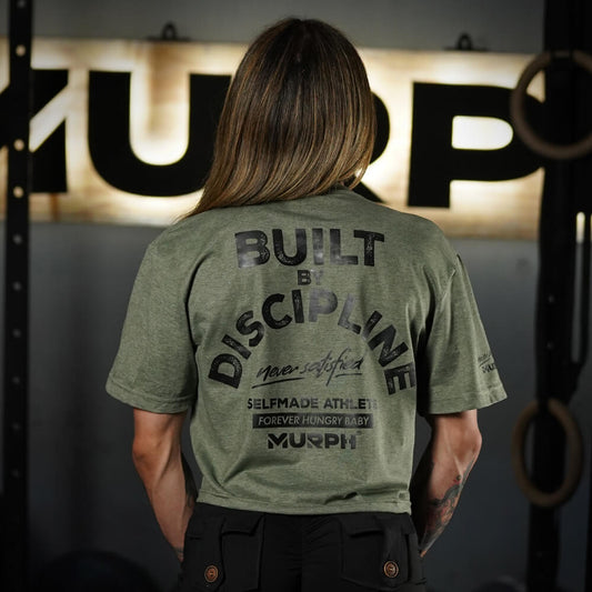 Crop Top Built By Discipline - Tactical Heather