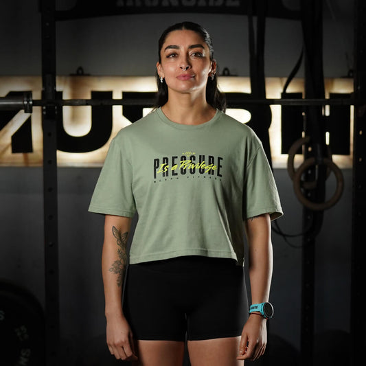 Crop Top Pressure is a Privilege - Mossy