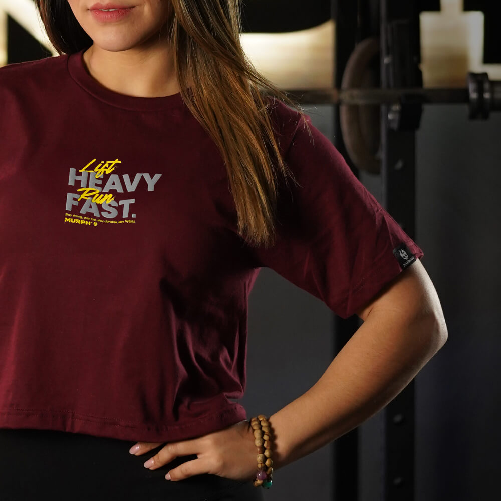 Crop Top LIFT HEAVY & RUN FAST - Burdeo
