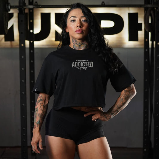 Crop Top Oversize Addicted - Negro