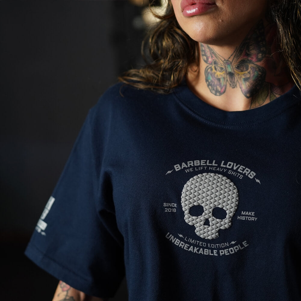 Crop Top Oversize Barbell Texture - Navy Blue