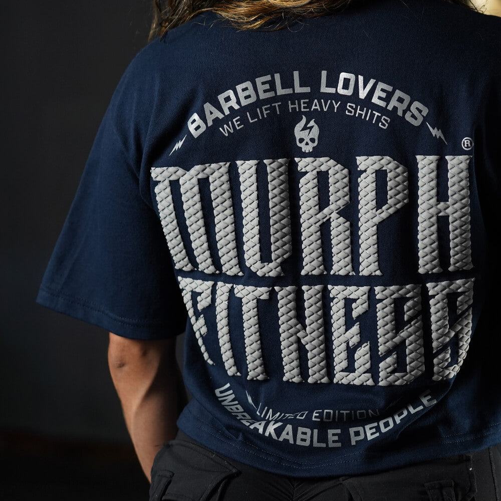 Crop Top Oversize Barbell Texture - Navy Blue