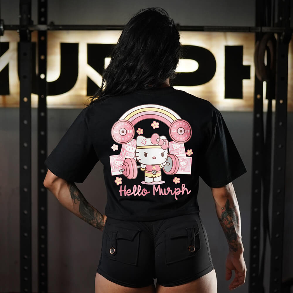 Crop Top Oversize Hello Murph - Negro