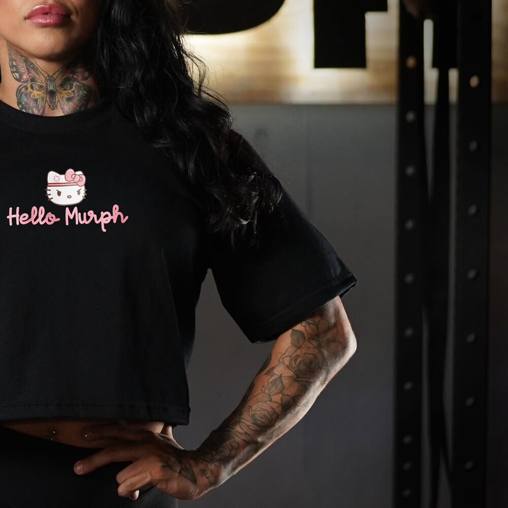 Crop Top Oversize Hello Murph - Negro
