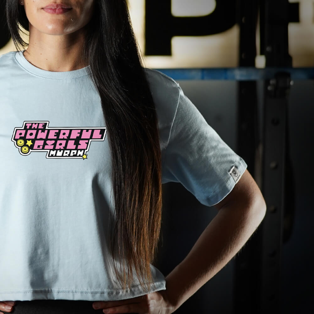 Crop Top Oversize Powerful Girls - Sky Blue