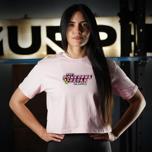Crop Top Oversize Powerful Girls - Pink