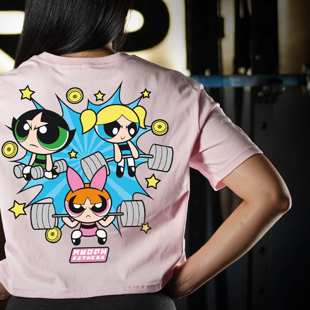 Crop Top Oversize Powerful Girls - Pink