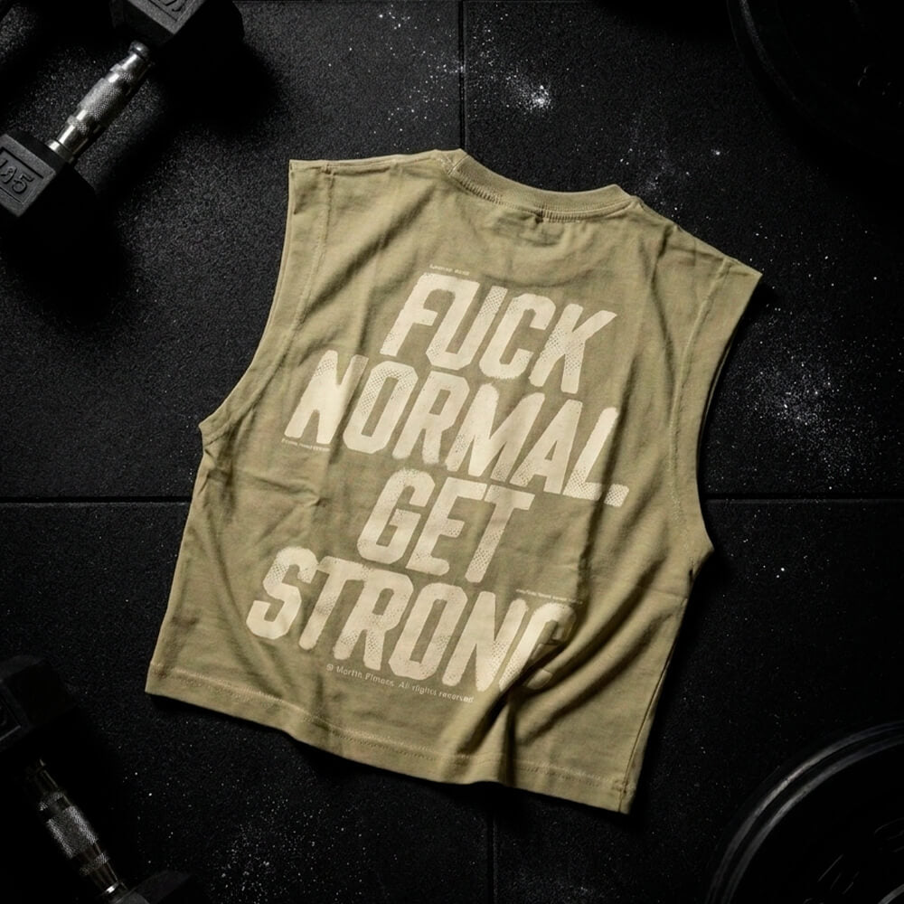 Crop Top Oversize Sleeveless FUCK NORMAL - Nut