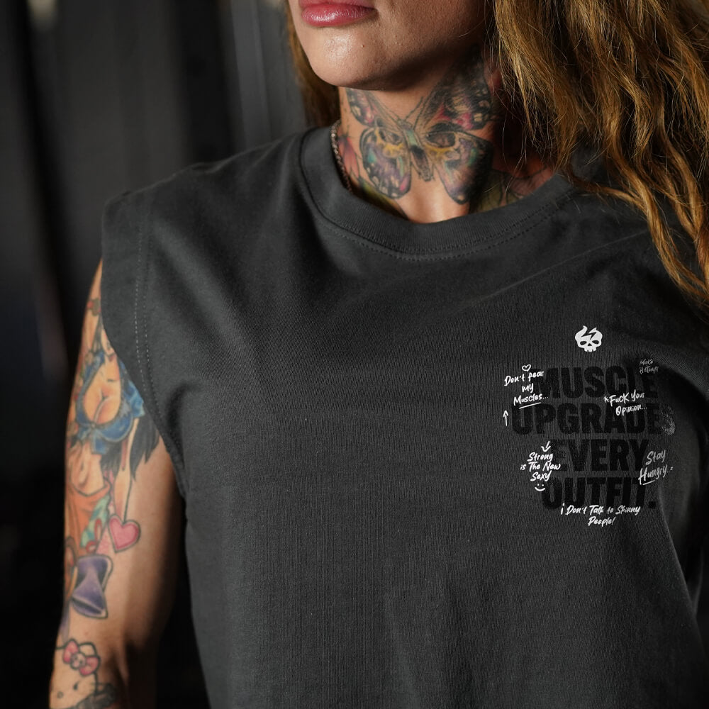 Crop Oversize Sleeveless MUSCLE UPGRADE EVERY OUTFIT - Gris Charcoal
