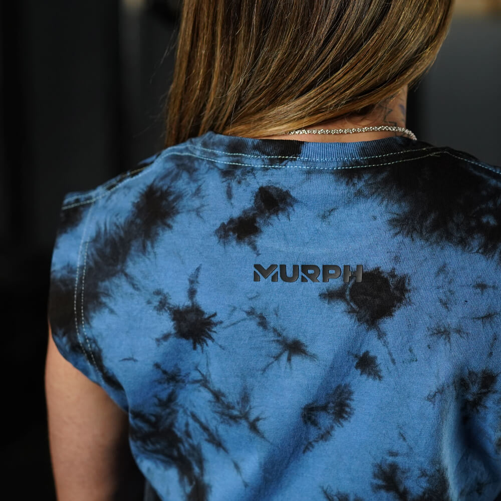 Crop Top Oversize Sleeveless Skull logo - Blue Storm