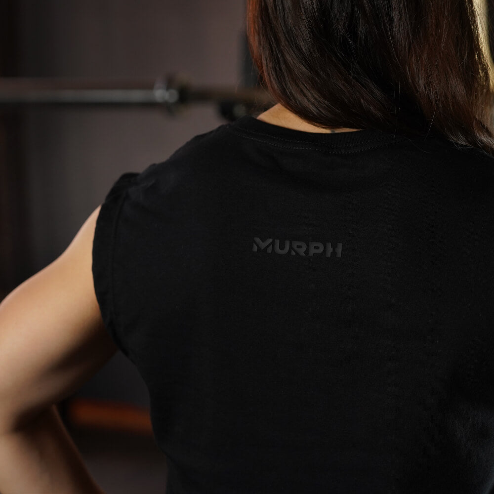 Crop Top Oversize Sleeveless Skull logo - Total Black