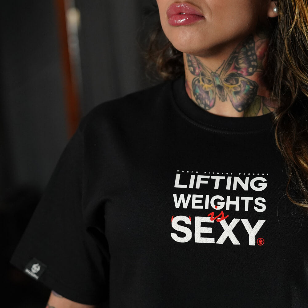 Crop Top Oversize Lifting Weights Is SEXY - Negro