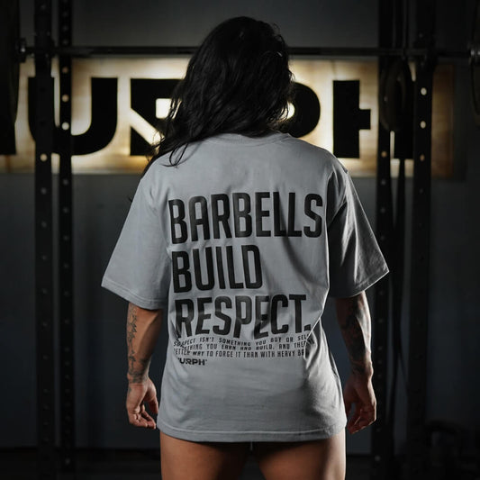 Polera Oversize Premium Barbells Build Respect - Steel