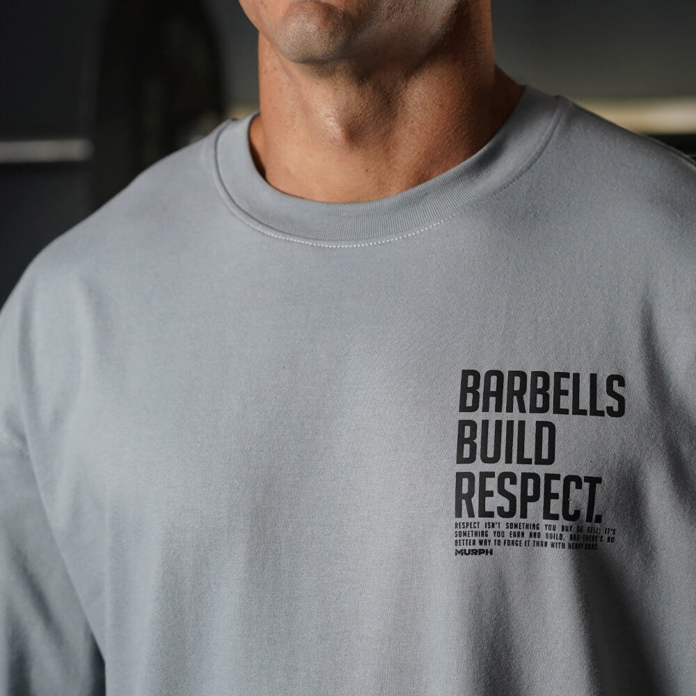 Polera Oversize Premium Barbells Build Respect - Steel