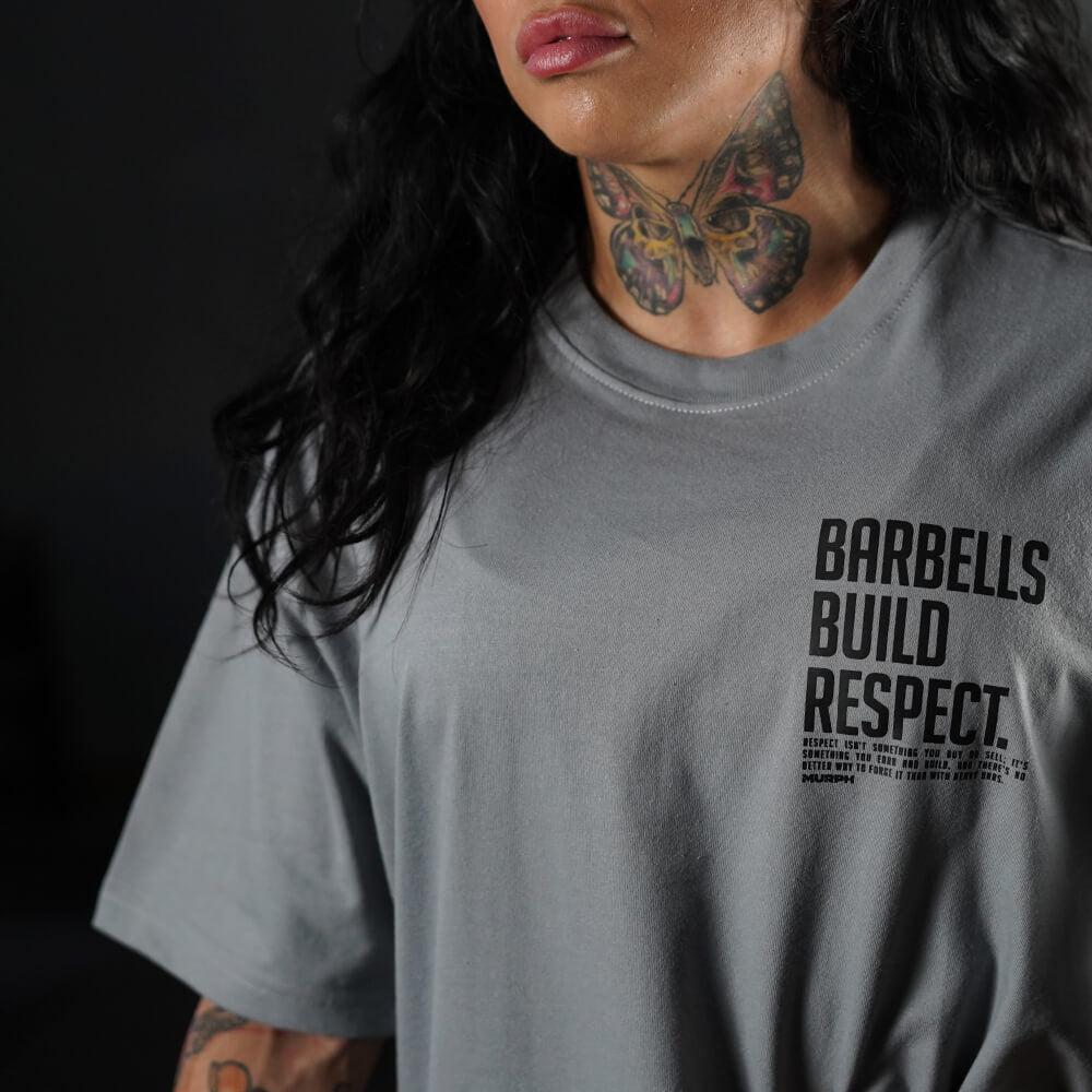 Polera Oversize Premium Barbells Build Respect - Steel