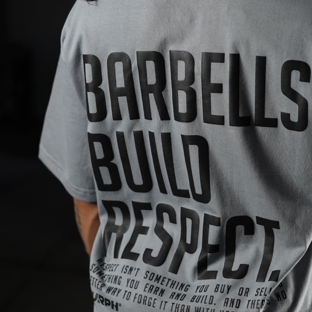 Polera Oversize Premium Barbells Build Respect - Steel