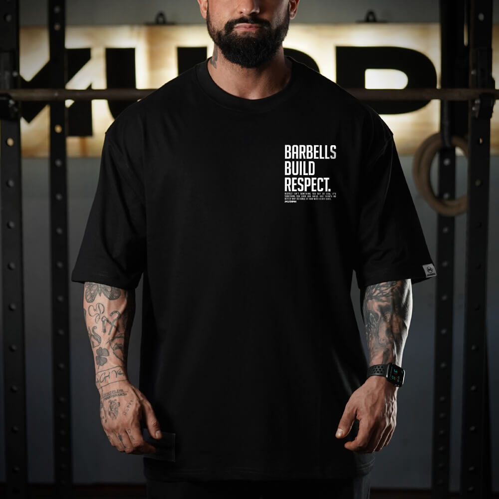 Polera Oversize Premium Barbells Build Respect - Black