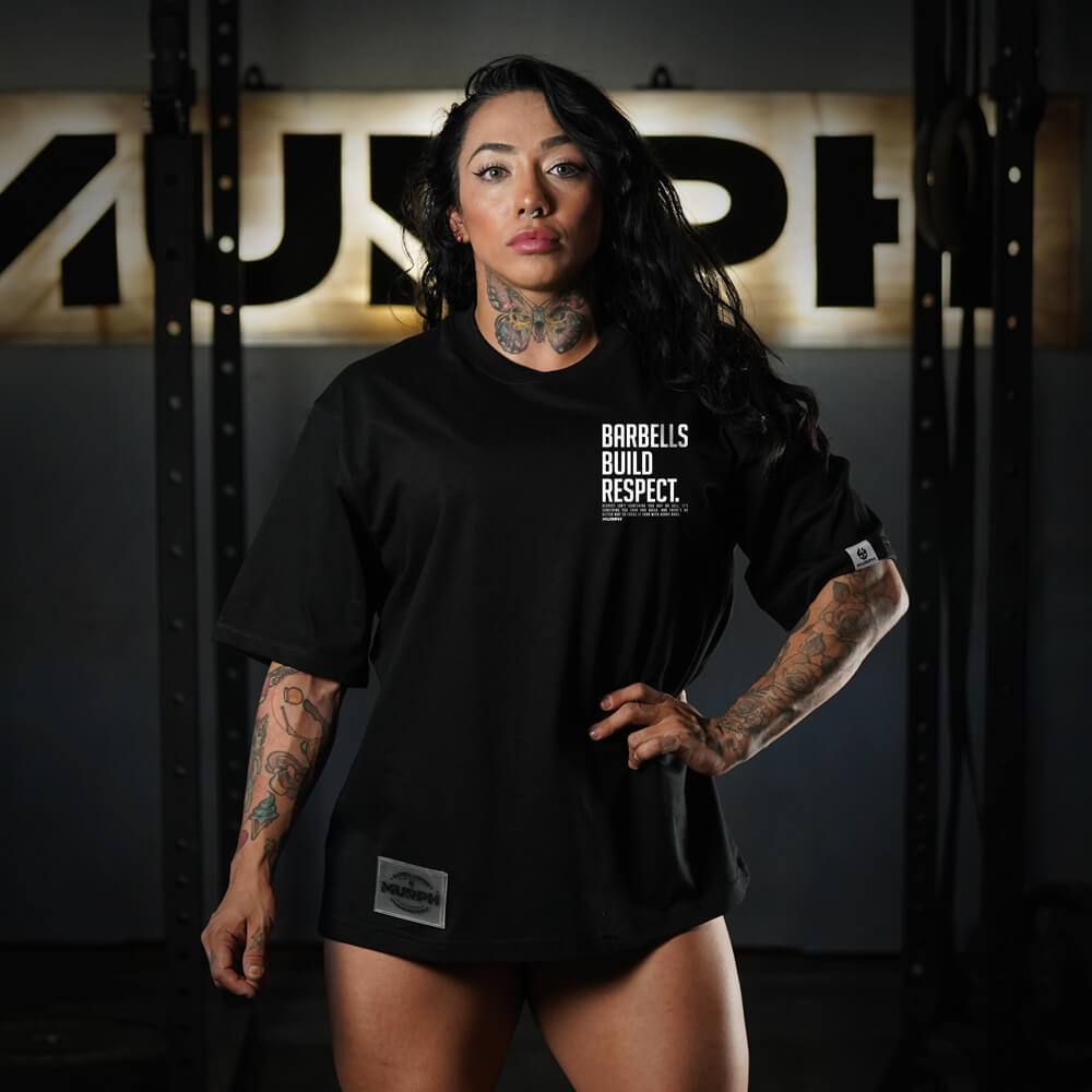Polera Oversize Premium Barbells Build Respect - Black