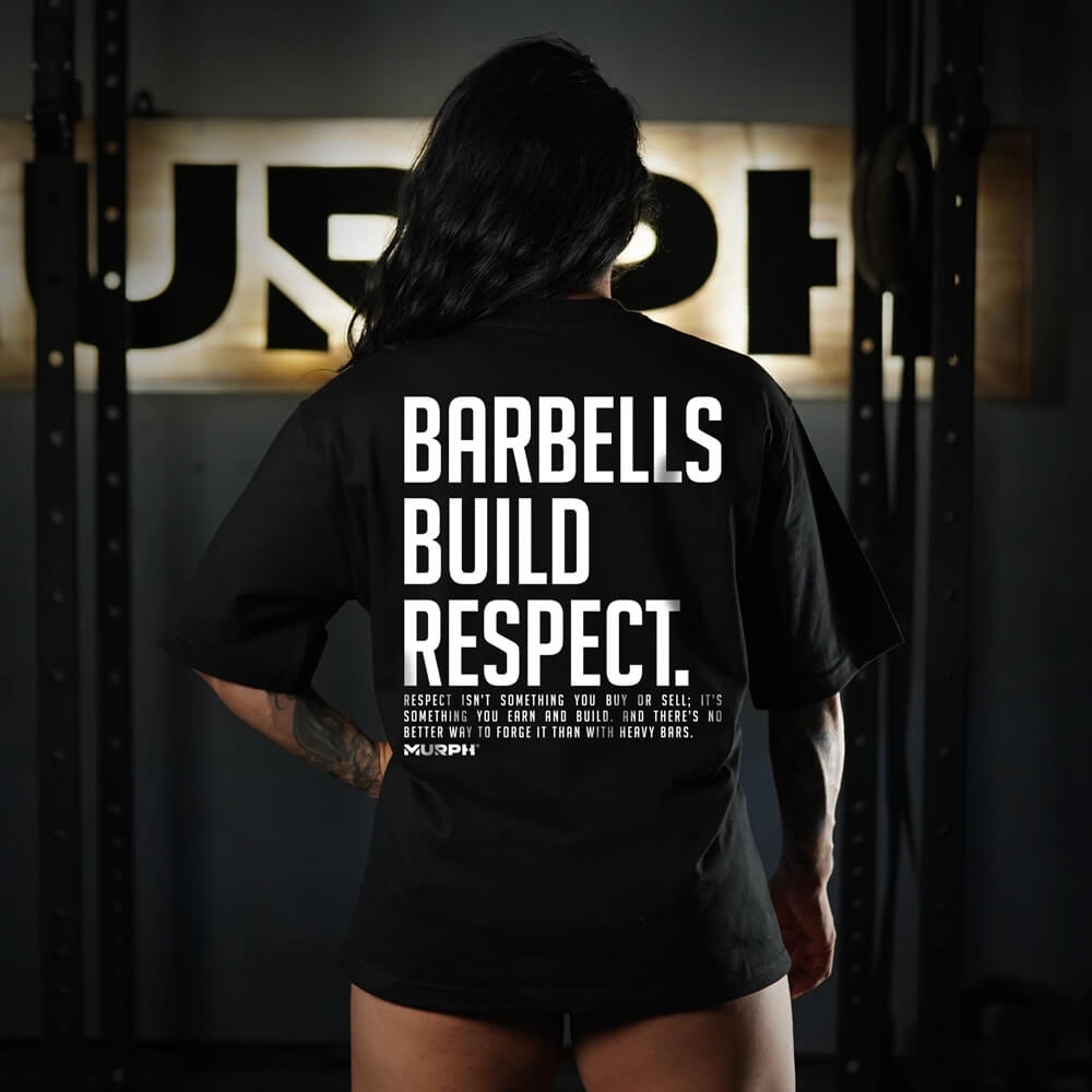 Polera Oversize Premium Barbells Build Respect - Black
