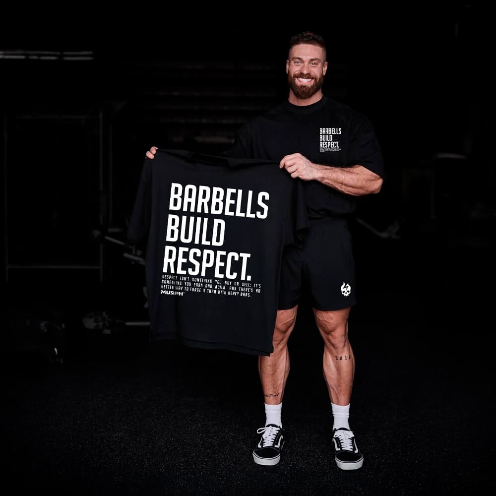 Polera Oversize Premium Barbells Build Respect - Black