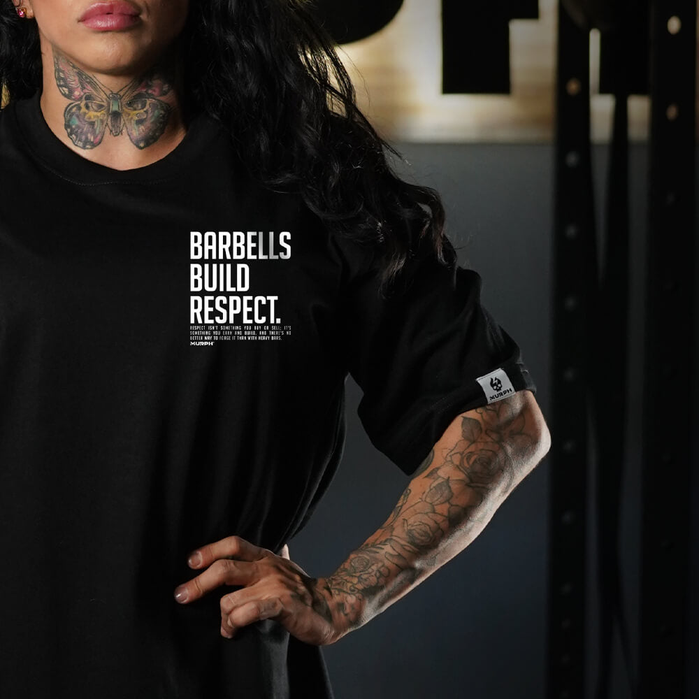 Polera Oversize Premium Barbells Build Respect - Black