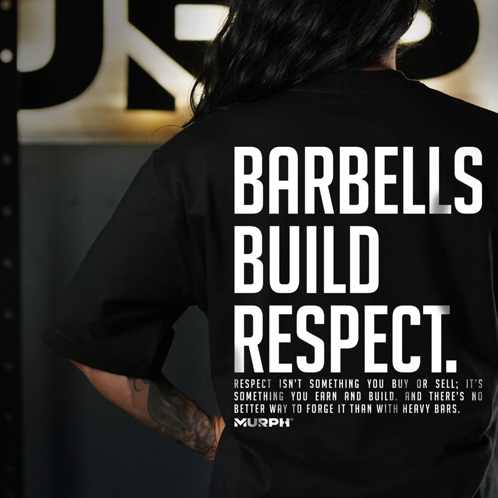 Polera Oversize Premium Barbells Build Respect - Black