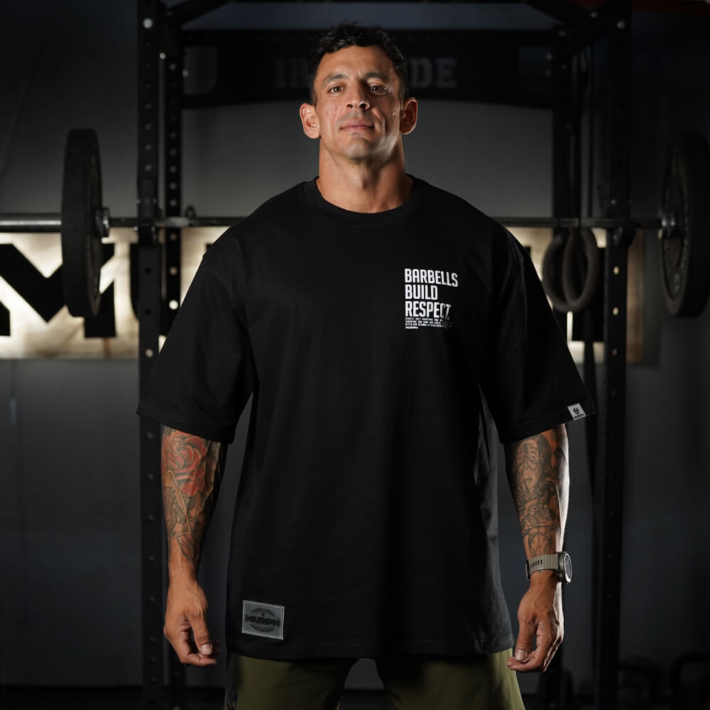 Polera Oversize Premium Barbells Build Respect - Black