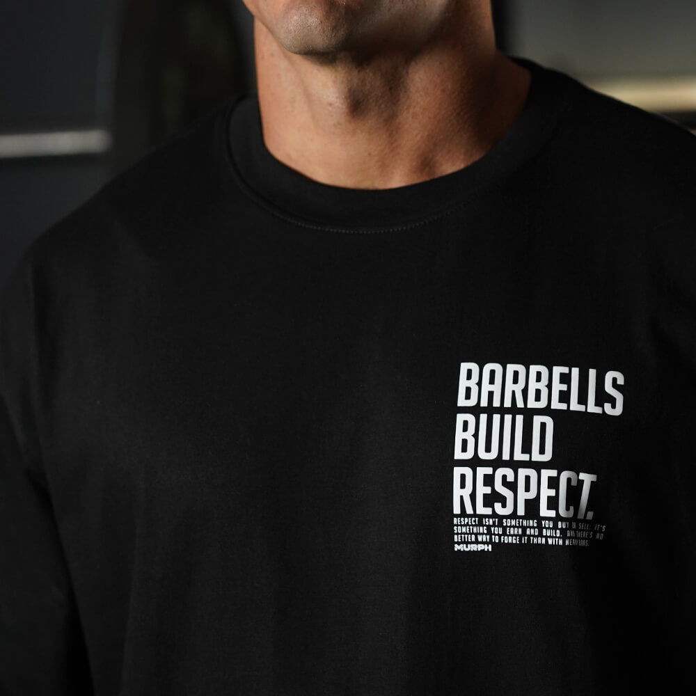 Polera Oversize Premium Barbells Build Respect - Black