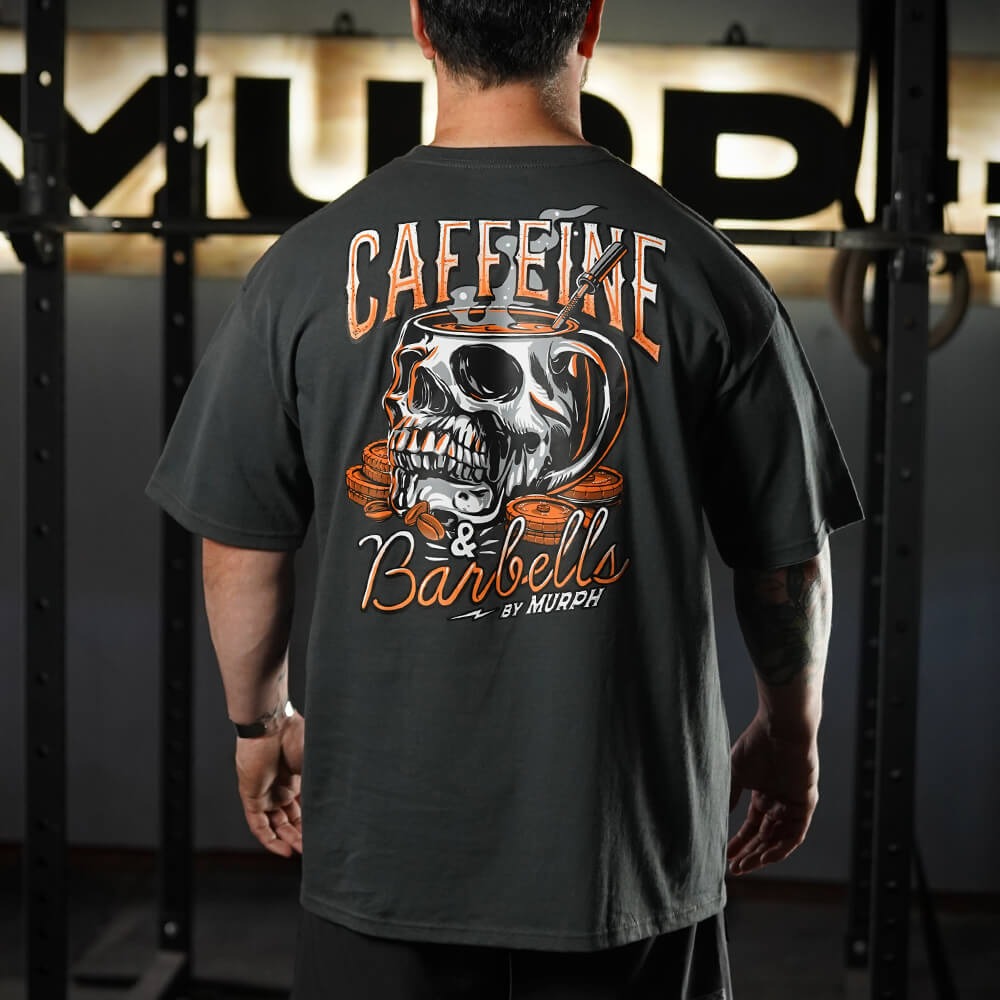 Polera Oversize Caffeine & Barbells - Gris Charcoal