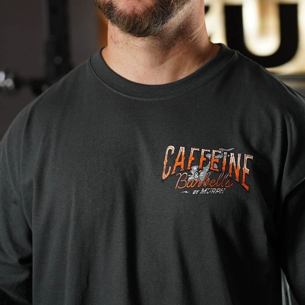 Polera Oversize Caffeine & Barbells - Gris Charcoal