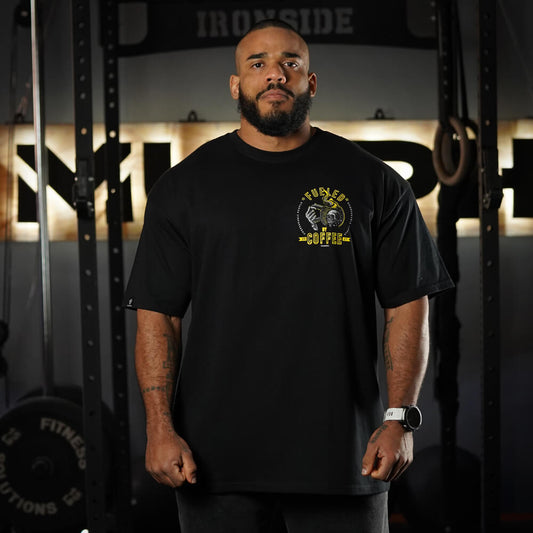 Polera Oversize Fueled By Coffee - Negro