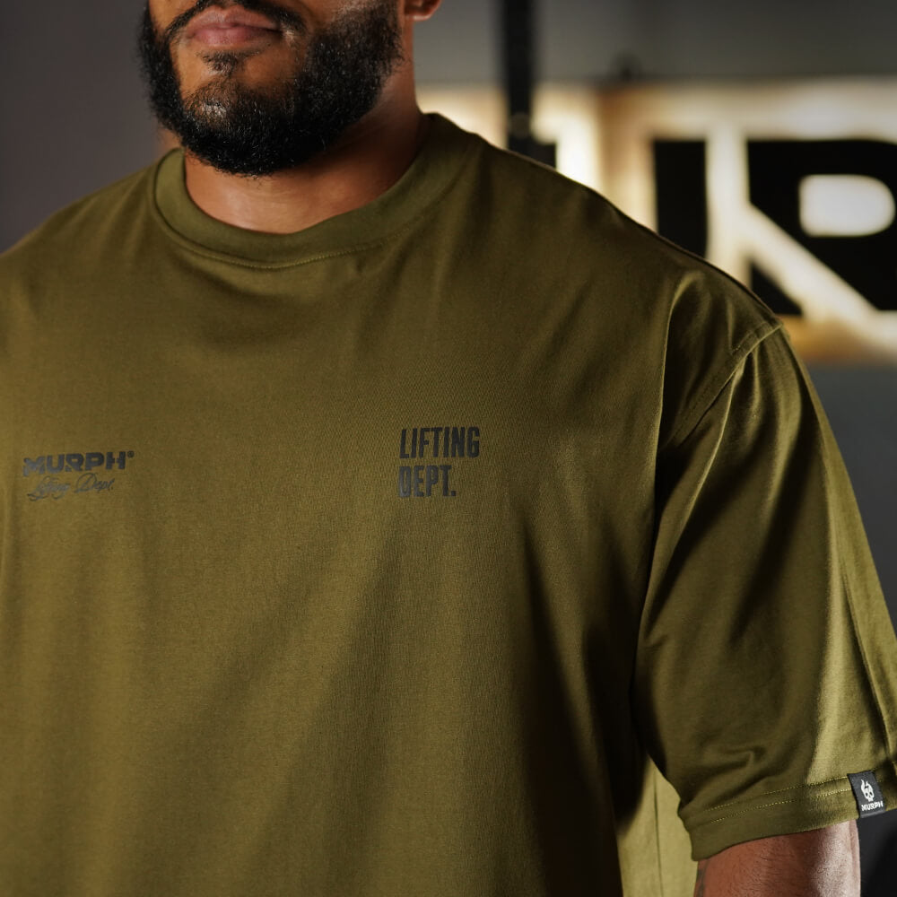 Polera Oversize Premium Lifting Dept - Tactical Green