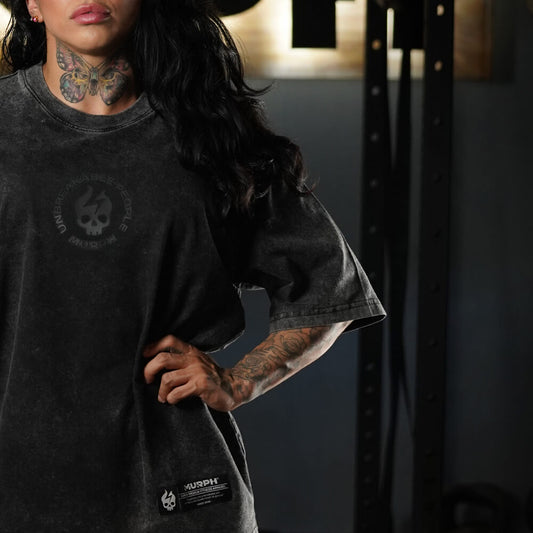 Polera Oversize Premium Circular Logo - Acid Black