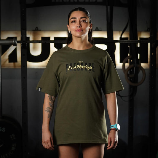 Polera Oversize PRESSURE IS A PRIVILEGE - Tactical Green