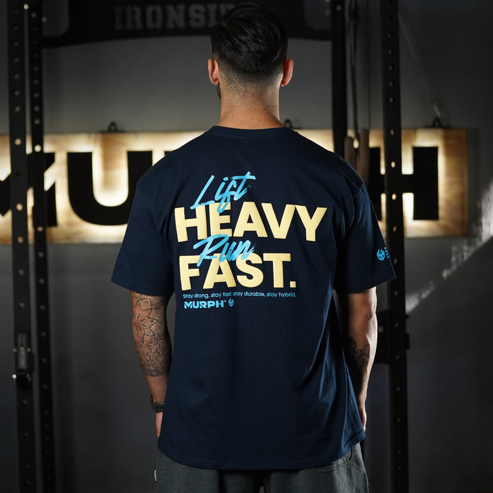 Polera Oversize LIFT HEAVY & RUN FAST - Navy Blue