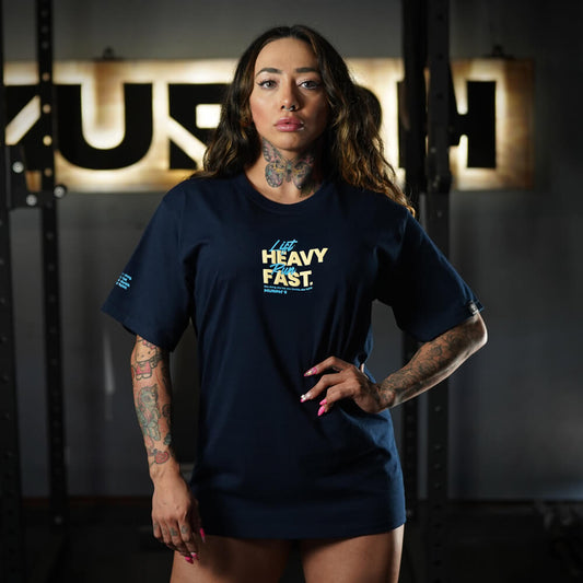 Polera Oversize LIFT HEAVY & RUN FAST - Navy Blue