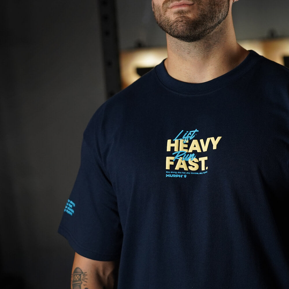 Polera Oversize LIFT HEAVY & RUN FAST - Navy Blue