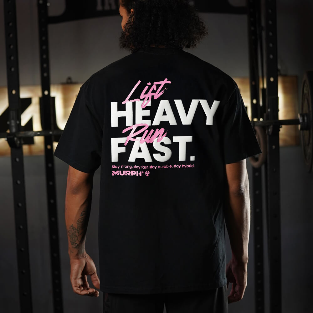 Polera Oversize LIFT HEAVY & RUN FAST - Negro