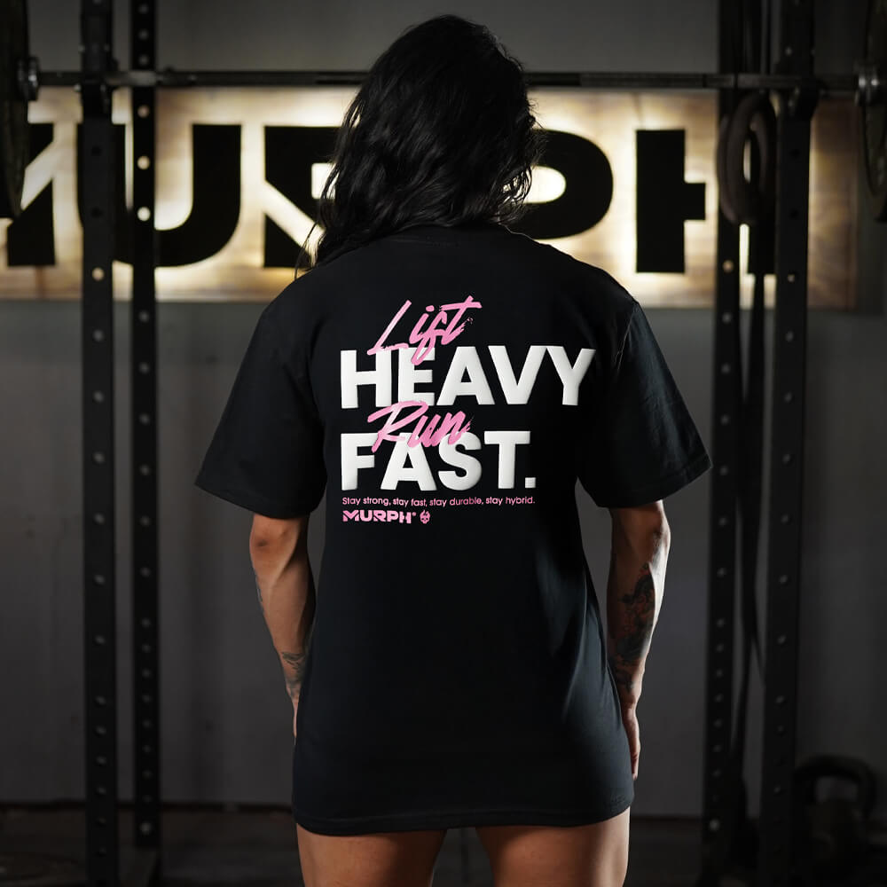 Polera Oversize LIFT HEAVY & RUN FAST - Negro