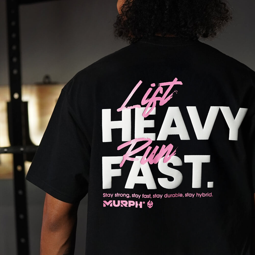 Polera Oversize LIFT HEAVY & RUN FAST - Negro