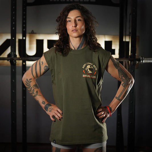 Polera Oversize Sleeveless Anti Come Reps - Verde tactico