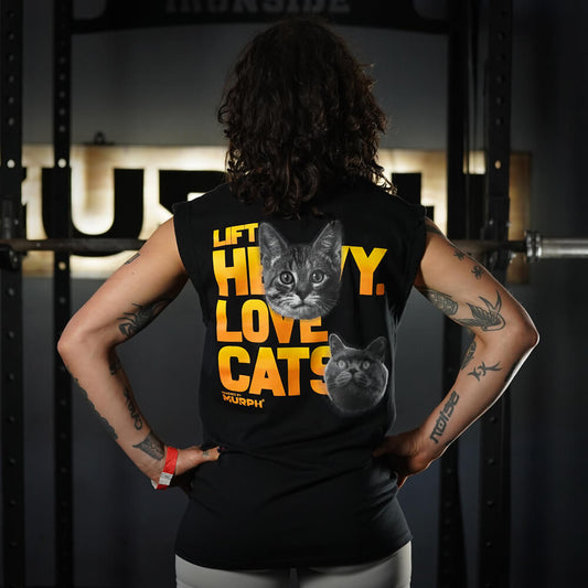 Polera Oversize Sleeveless Lift and Cats - Negro