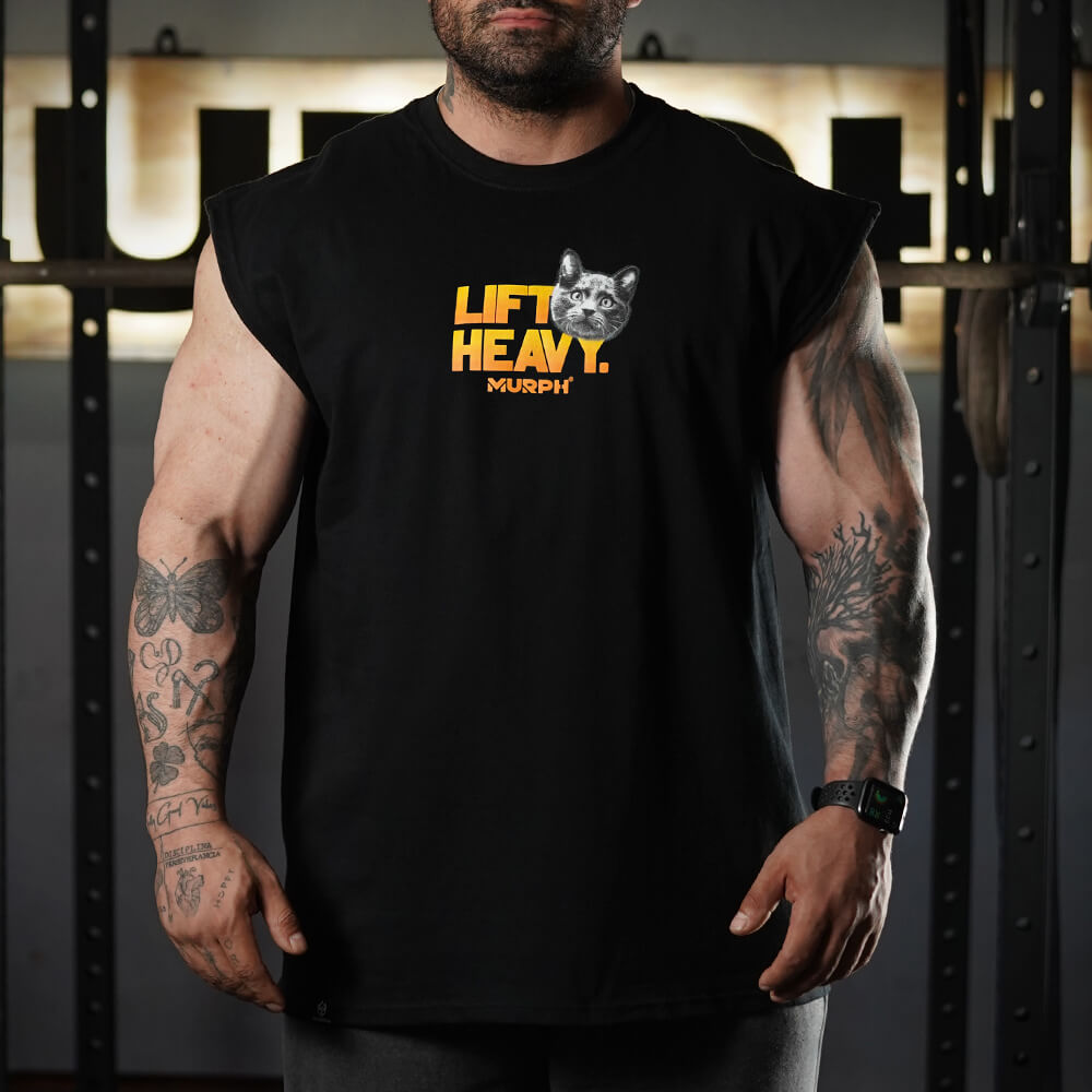 Polera Oversize Sleeveless Lift and Cats - Negro