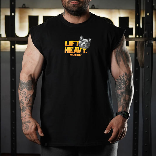 Polera Oversize Sleeveless Lift and Cats - Negro