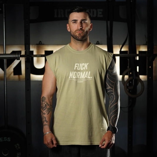 Polera Oversize Sleeveless FUCK NORMAL - Nut