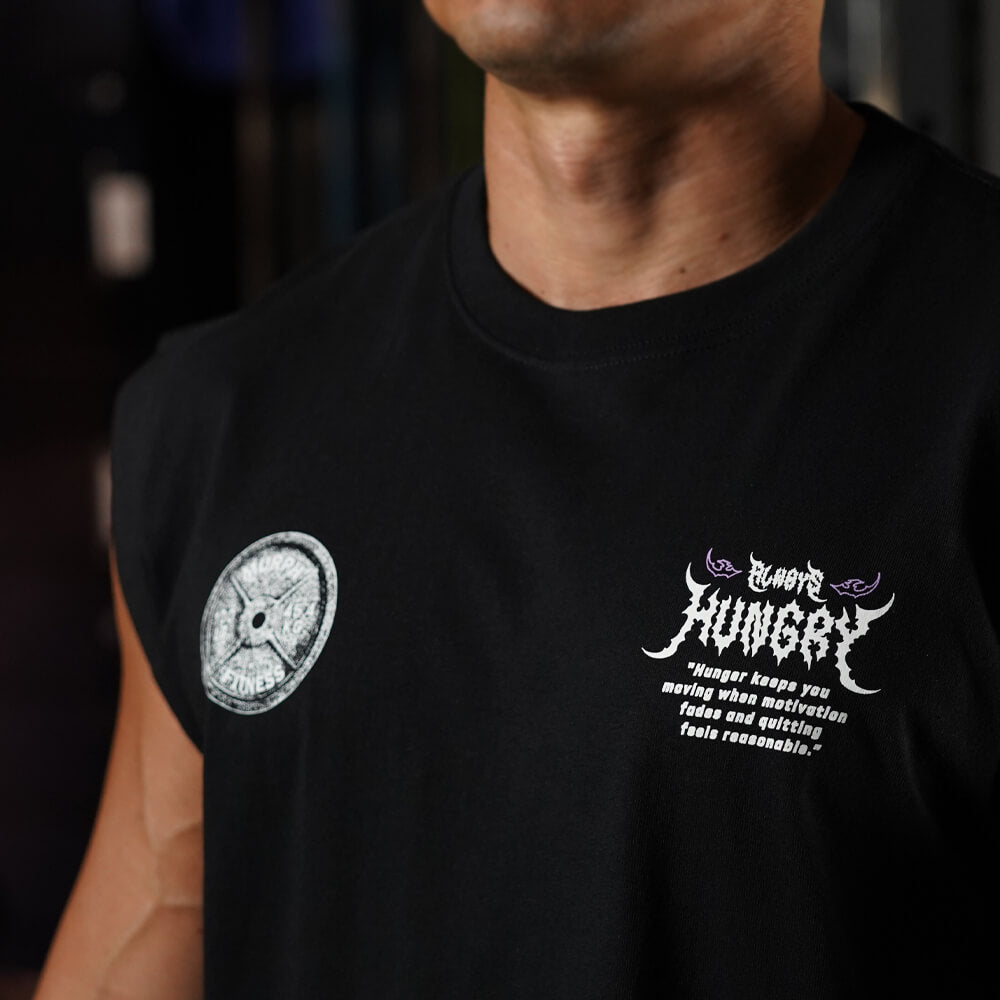 Polera Oversize Sleeveless Always Hungry - Negro